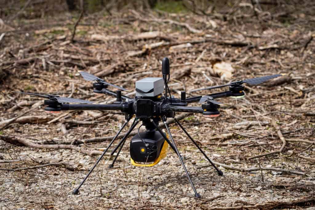 Hexadrone Tundra 2 mit dem Yellow Scan Navigator zur Vermessung des Flusses Mur Bathymetrie